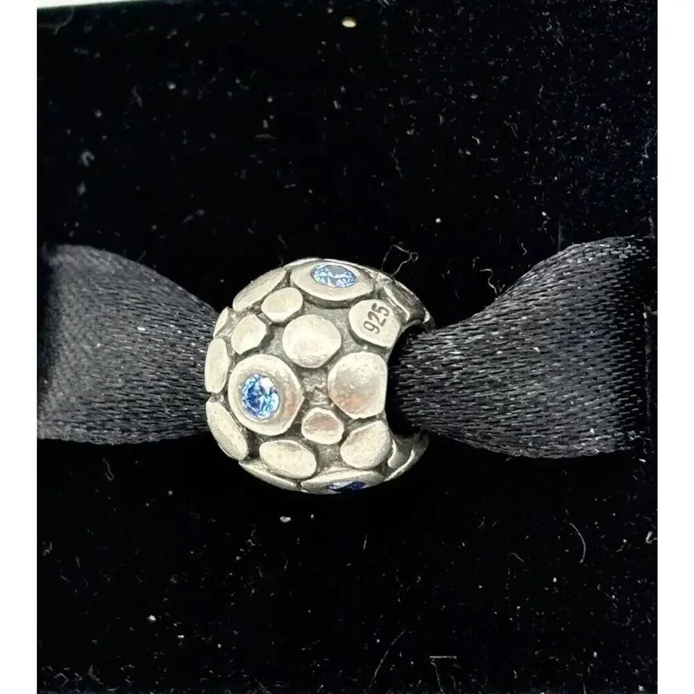 Pandora‎ Sterling Silver Blue CZ Bubbles Bead Charm 790329CZB - Picture 3 of 8